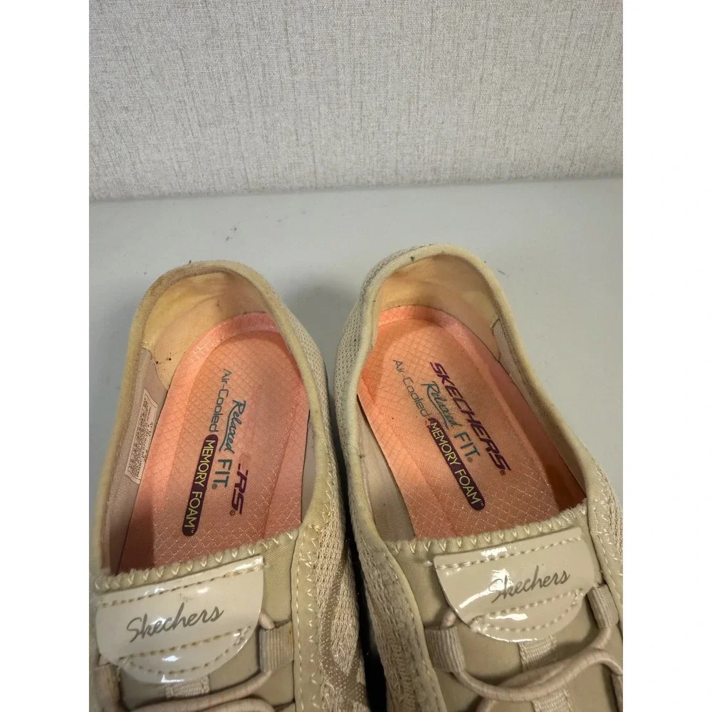 Skechers Relaxed Fit Air-Cooled Memory Foam Slip On Sneakers Beige 23045 NAT 7.5